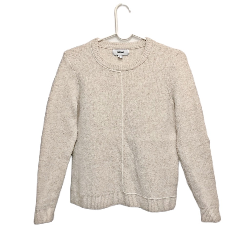 Jason Wu Women Crew Neck Pullover Sweater Indie Old Money Minimal Lagom Ivory XS